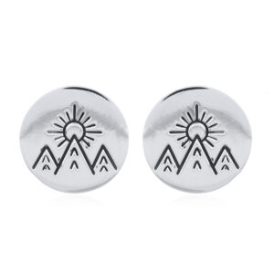 925 Sterling Silver Circle Stud Earrings with Nature Design