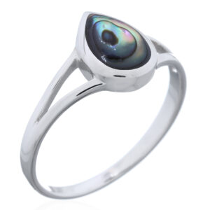 925 Sterling Silver Raindrop Ring with Abalone Inlay