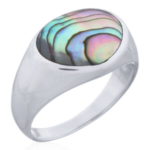 925 Sterling Silver Ring with Abalone Shell Inlay