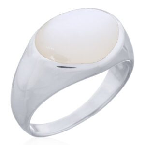 925 Sterling Silver Ring with Mother of Pearl Inlay
