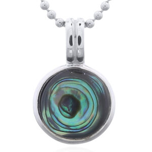 925 Sterling Silver Abalone Circle Pendant with Twin Bail