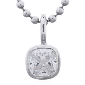 925 Sterling Silver Open Cube Pendant with CZ Sparkle