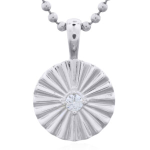925 Sterling Silver Circle Pendant with CZ Sunbeam