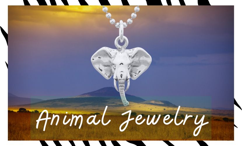 Elephant Head 925 Silver Pendant with text "Animal Jewelry"