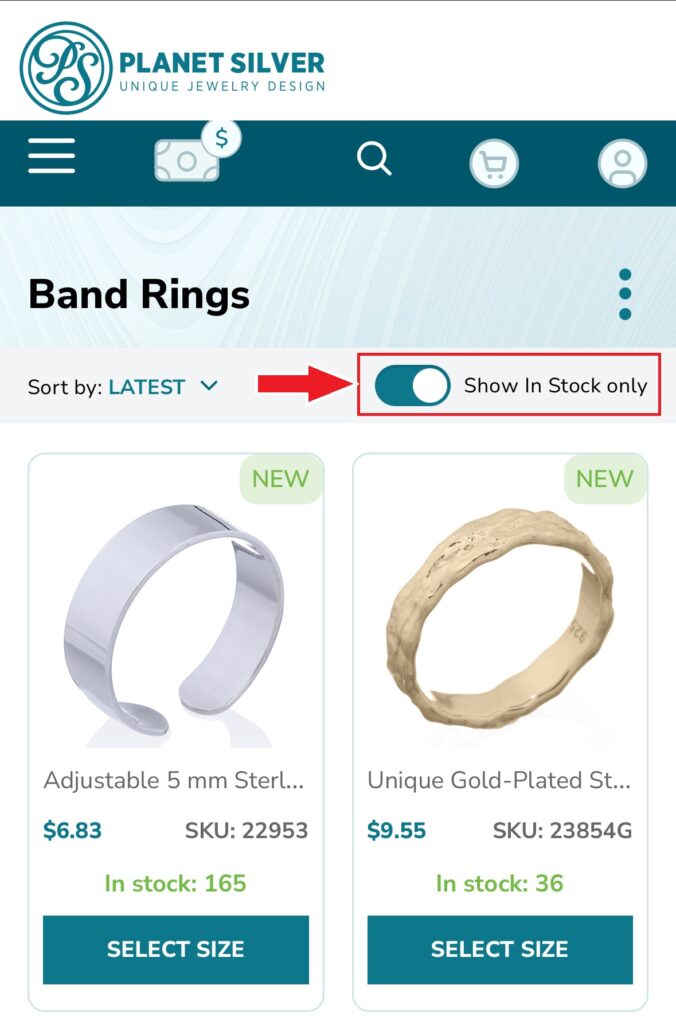 Silver Jewelry Wholesale mobile show filter All categories, Notifications
