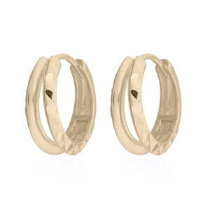 Dual Faceted Gold Plated Split Circle Hoop Earrings in Sterling Silver