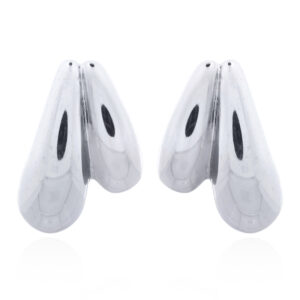 Silver Sculptural Double Drop Studs