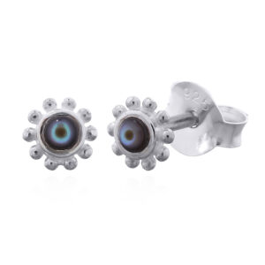 Sterling Silver Bali Flower Abalone Shell Stud Earrings