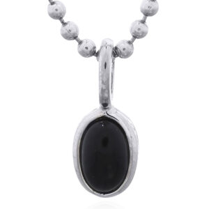 Tiny Black Agate Silver Bezel Pendant