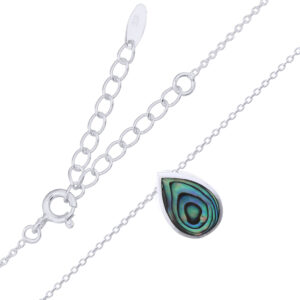 Sterling Silver Cable Chain Necklace with Abalone Drop