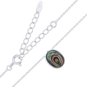Sterling Silver Cable Chain Necklace with Abalone Oval