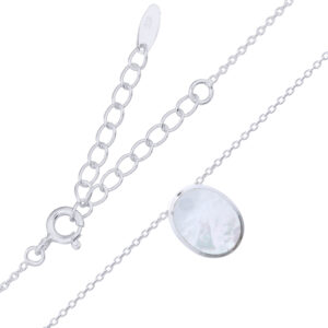 Sterling Silver Cable Chain Necklace with MOP Oval