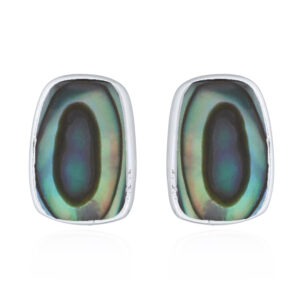 Abalone Shell In Rectangle 925 Sterling Silver Stud Earrings