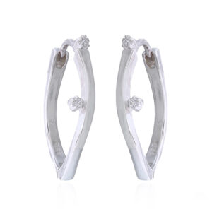 925 Sterling Silver U-Shape Curved Hoop Earrings with CZ
