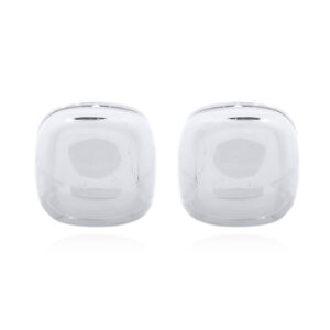 Compact Square Clip Silver Earrings