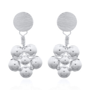 Silver Ball Dangle Stud Earrings