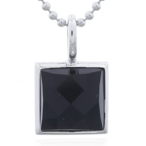 925 Silver Black Agate Square Bezel Pendant