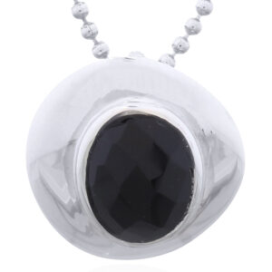 Irregular Black Agate Inlay Silver Triangle Pendant