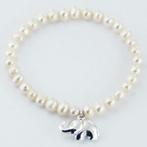 Pearl Bead Elephant Charm Bracelet