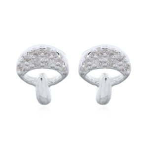 Mushroom Stud Earrings with Sparkling CZ Accents