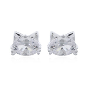 Cat Silhouette Studs with CZ Shine