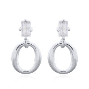 CZ Sterling Silver Studs with Circle Drop