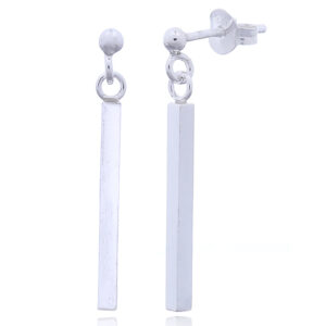 925 Sterling Silver Geometric Bar Drop Stud Earrings