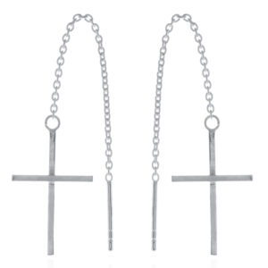 925 Sterling Silver Cross Threader Earrings