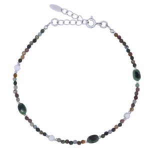 Tourmaline and Howlite Silver Bracelet