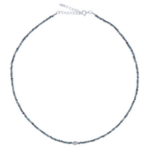 925 Sterling Silver Blue Topaz and Pearl Necklace