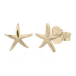 Dancing Starfish 925 Sterling Silver Stud Earrings Gold Plated