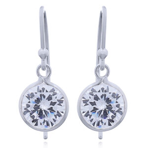 A pair of clear zirconia sterling silver dangle earrings arched hooks