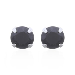 A pair of round teensy black cubic zirconia silver stud earrings